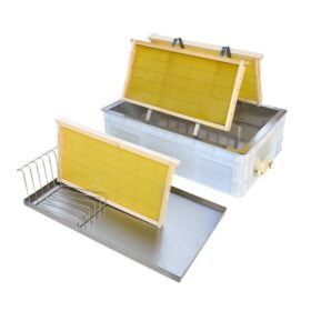 Bandeja de Desoperculado con Caja Plástica y Colador Inoxidable